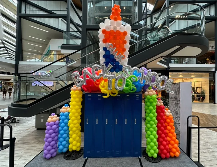 Back-to-school balloon stage display